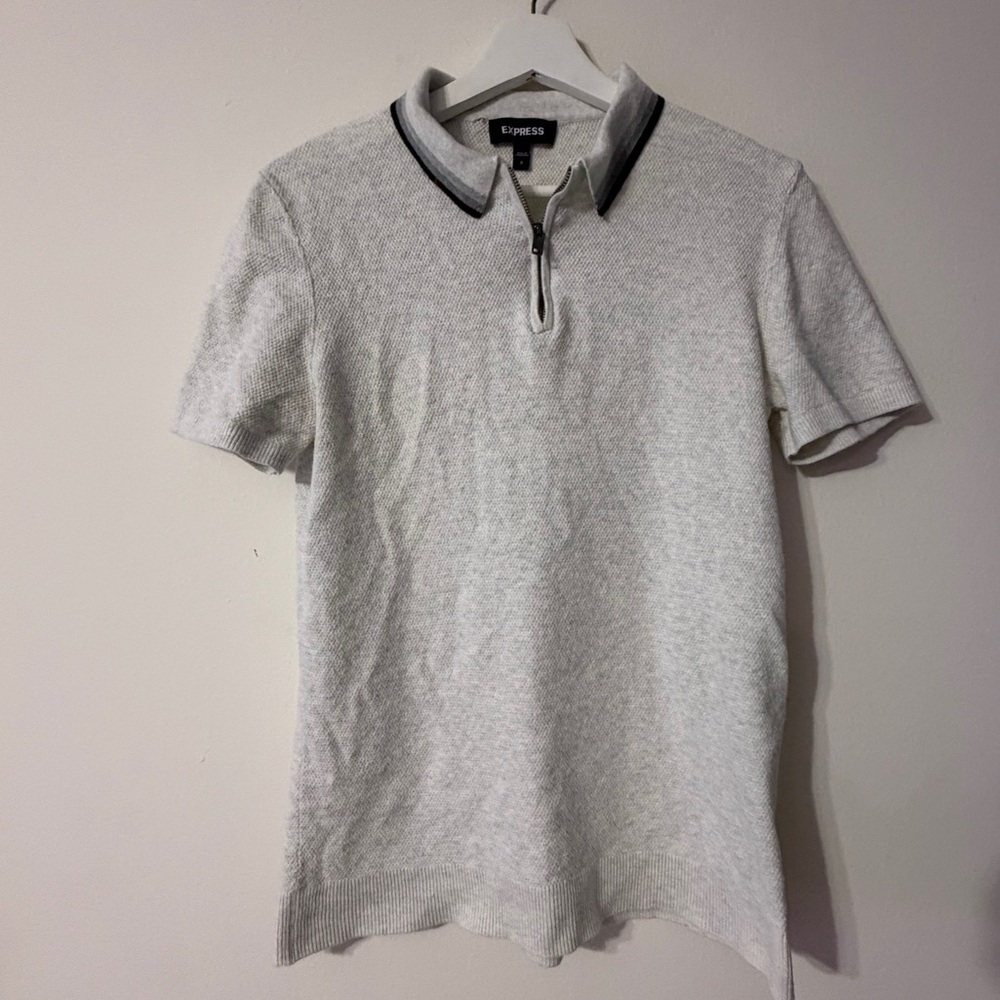 Express White Beige Polo Shirt for Men in Small size
